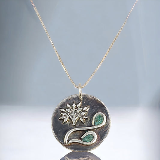 Silver Pendant-Tree of Life with Turquoise