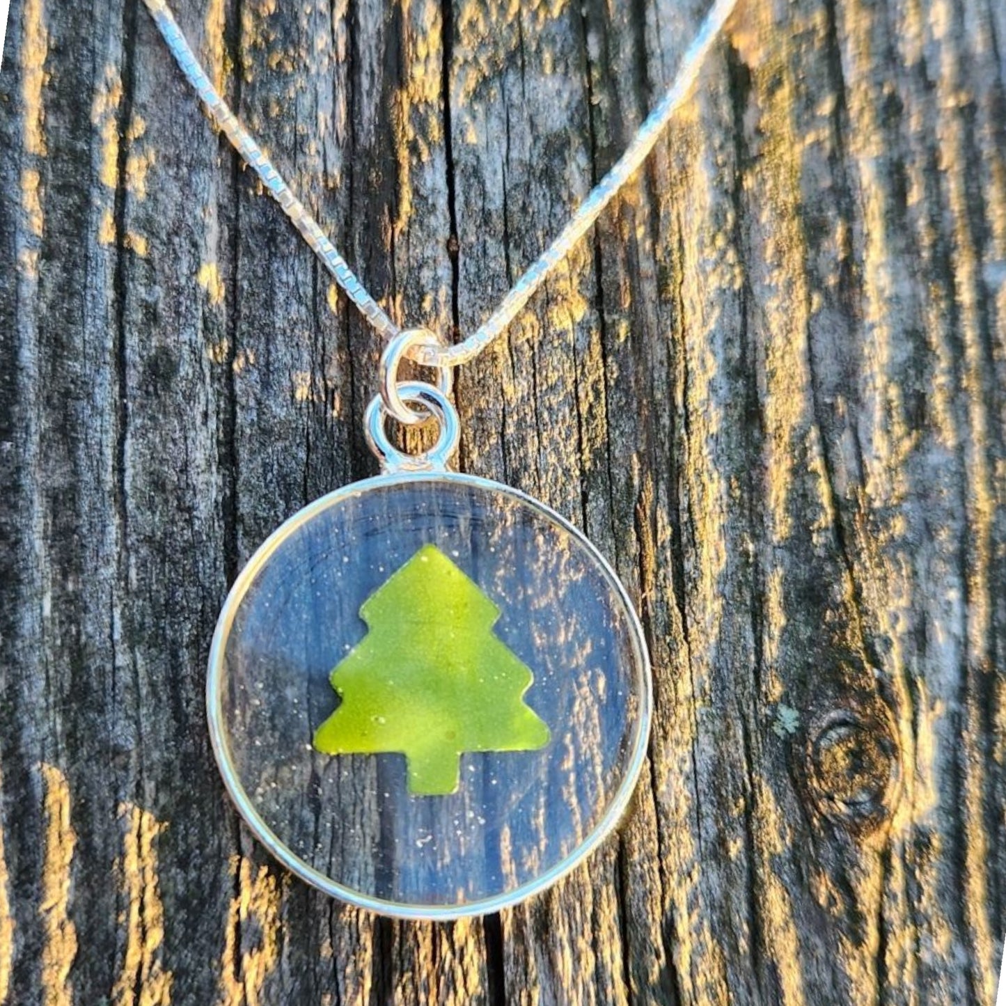 Tree Necklace In Silver Bezel