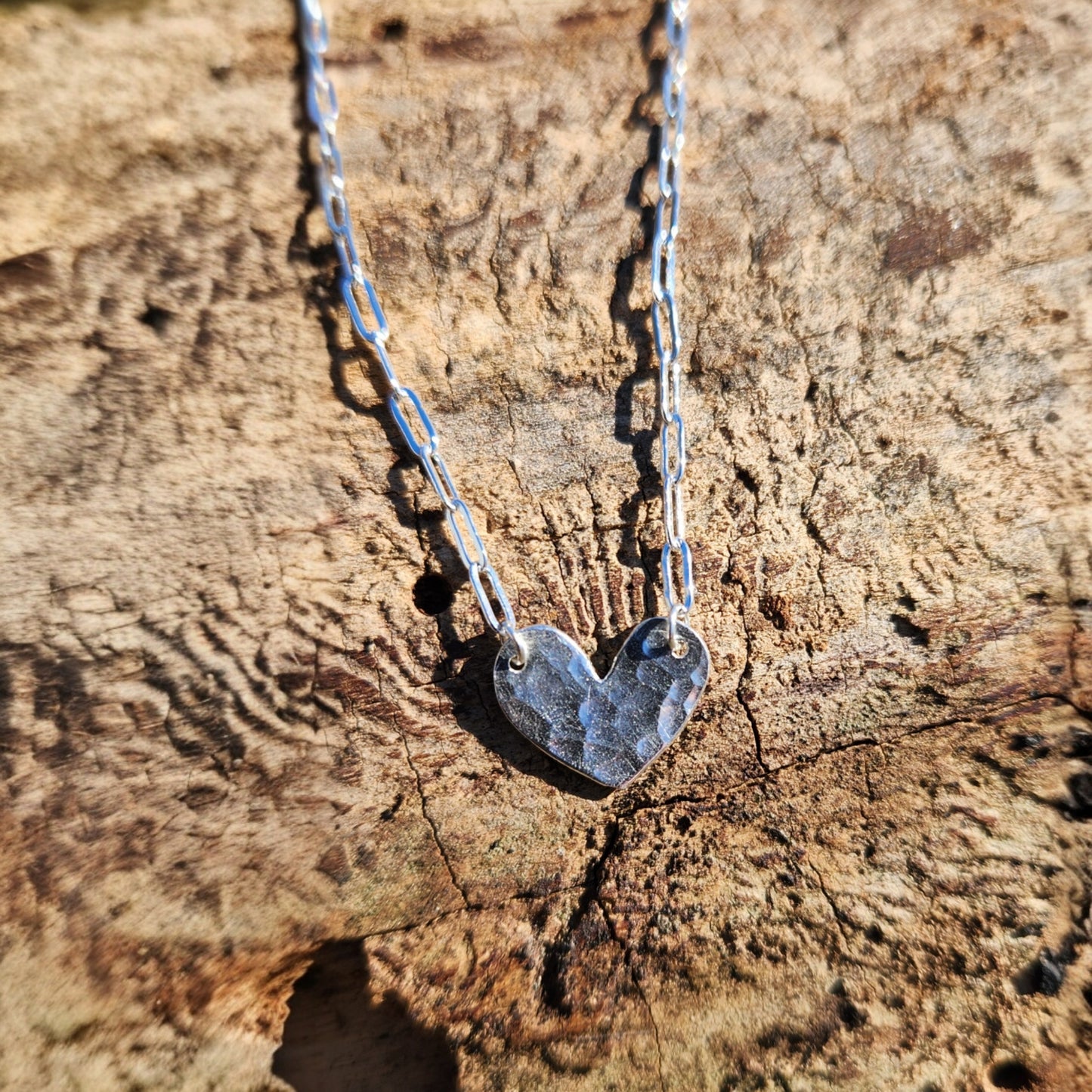 Silver Pendant- Hammered Heart