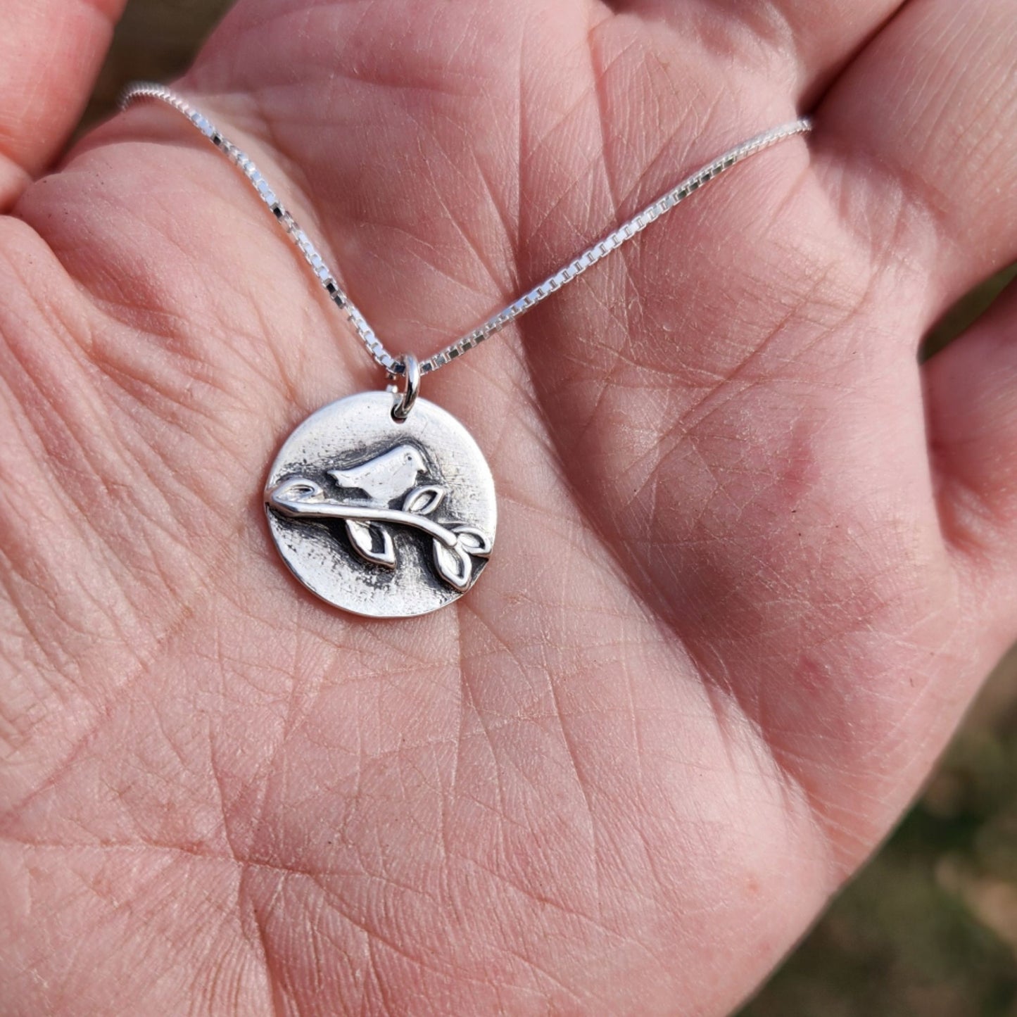 Silver Pendant- Bird on a Branch