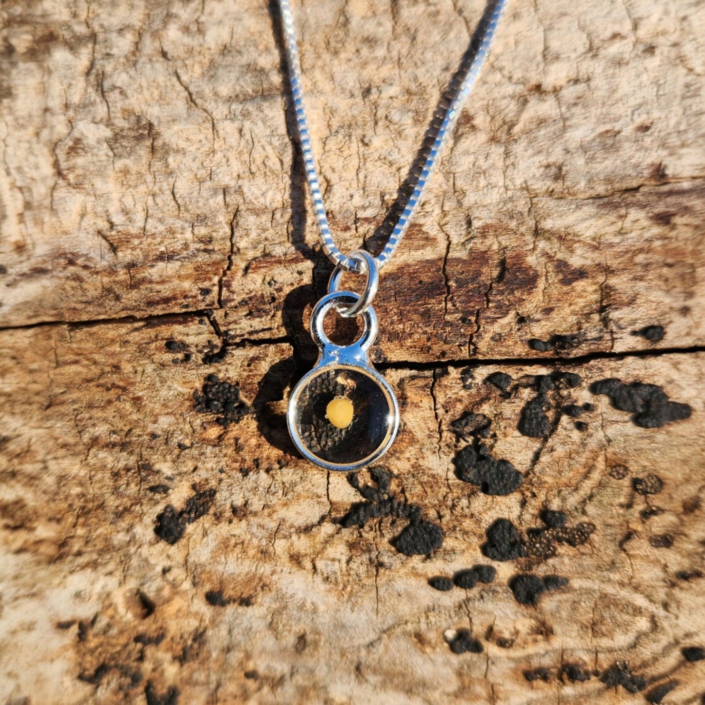 Necklace - Mustard seed Silver Round Bezel