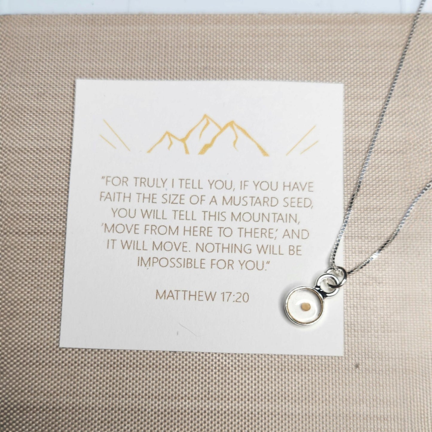 Necklace - Mustard seed Silver Round Bezel