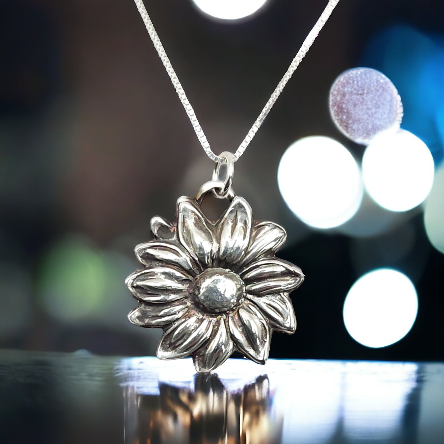 Silver Pendant-Sunflower