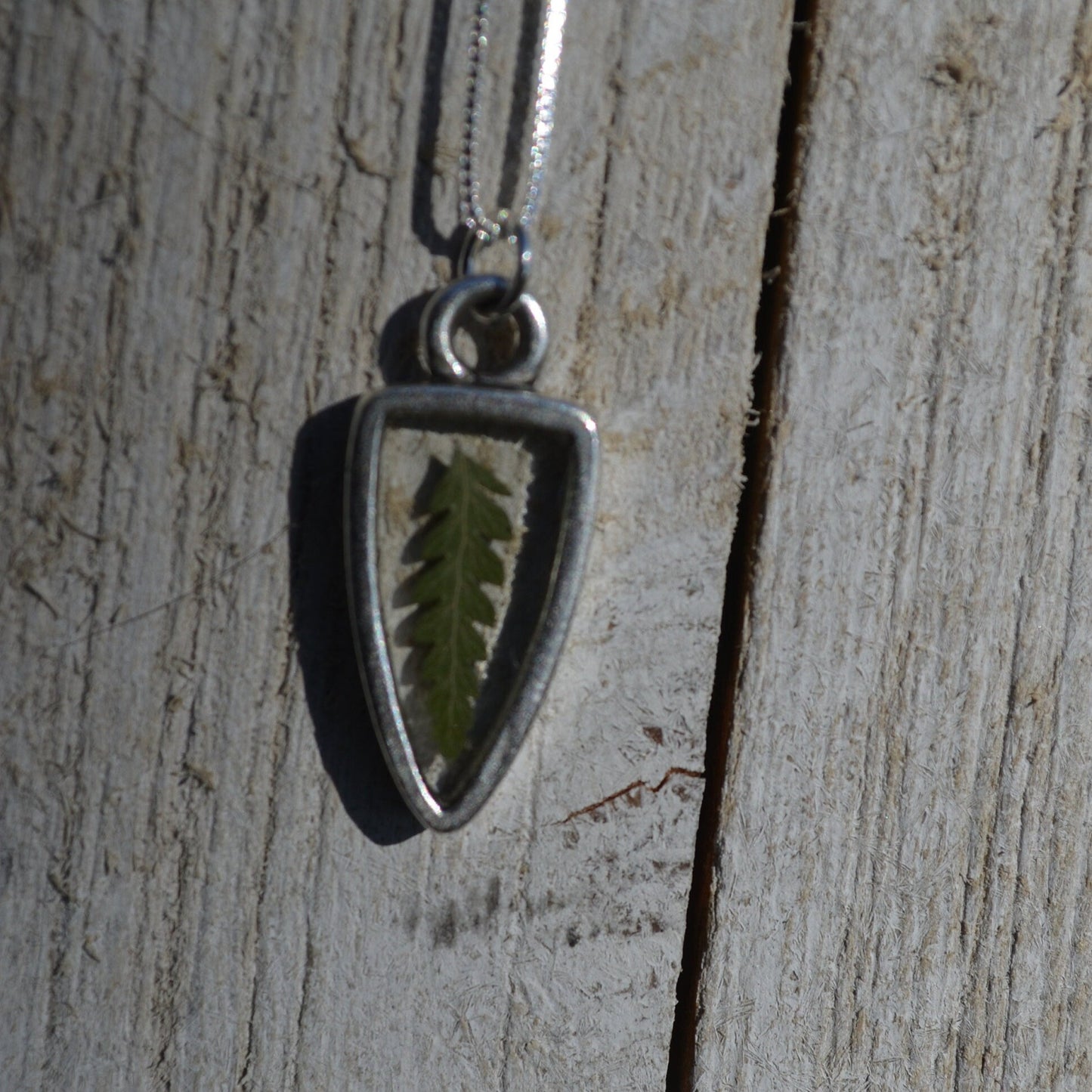 Necklace Mini Fern Silver Bezel