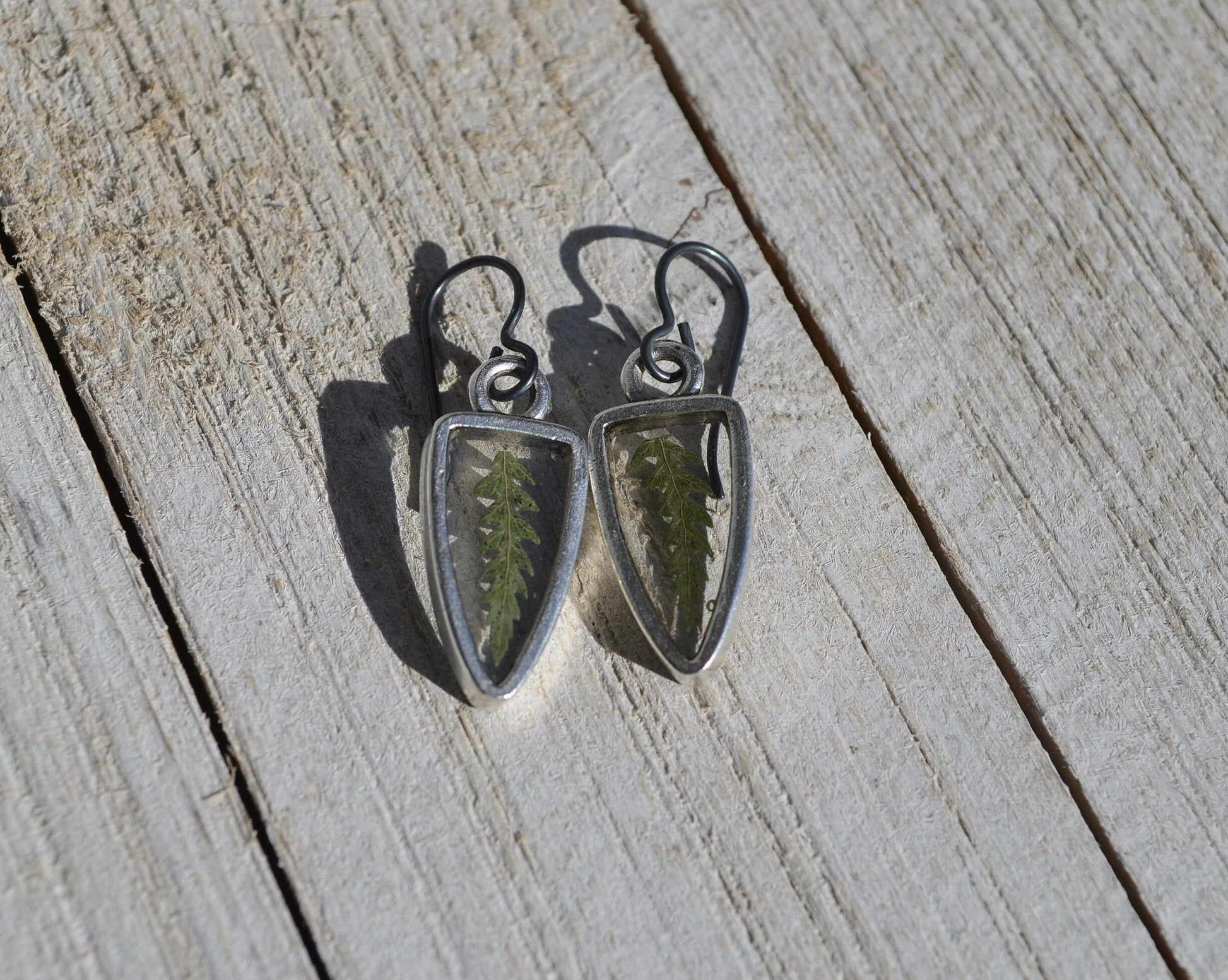 Fern Earrings In Silver Bezel